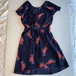 Collective Concepts Blue Floral Wrap Dress XS